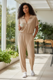 Jumpsuit Kurzarm beige