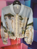 leichte Jacke Farbe hellblau Druck H�user