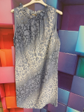 Kleid ohne Arm blau mit Leo-Print