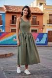 Shirtkleid ohne Arm olivgr�n