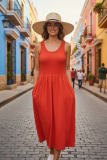 Shirtkleid ohne Arm rot