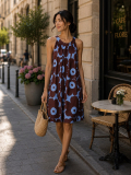 Kleid ohne Arm dunkelbraun/blau
