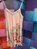 Kleid Spaghettitr�ger Motiv Italien rosa