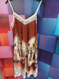 Kleid Spaghettitr�ger Motiv Italien braun