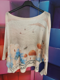 Strickpullover beige Motiv Santorini