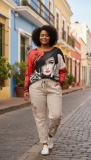 Bigsize-Shirt schwarz/rot Druck