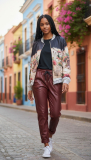 Jacke schwarz Druck Motiv mediterran