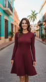 Strickkleid weinrot
