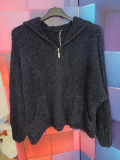 Kuscheljacke mit Kapuze dunkelblau