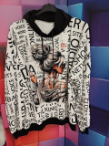 Hoody mit Kapuze wei�/schwarz Druck Bild