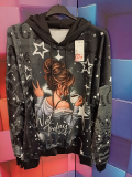 Hoody mit Kapuze schwarz/wei� Druck Bild Sterne
